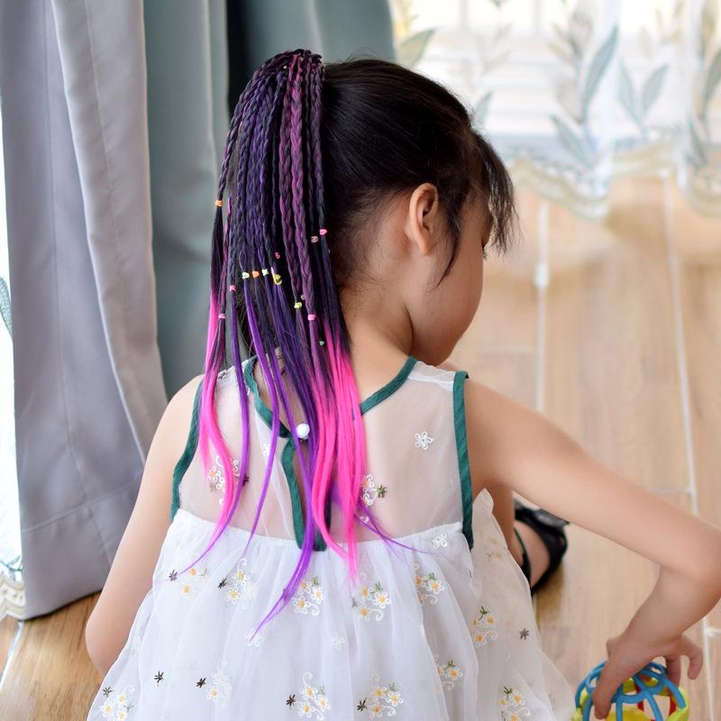 New Girls Colorful Wigs Ponytail Kids Hair Accessories Head Band Hair Ornament Headbands Rubber Bands Beauty Hair Bands Headwear