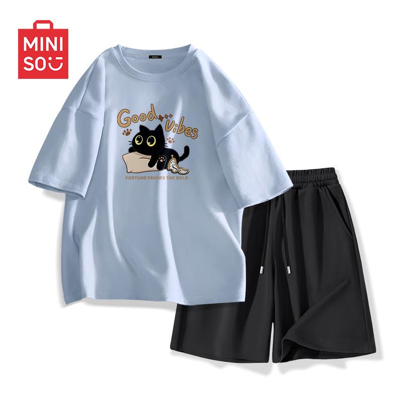 

Miniso Men s Pure Cotton Casual Short Sleeve & Shorts Set 5XL