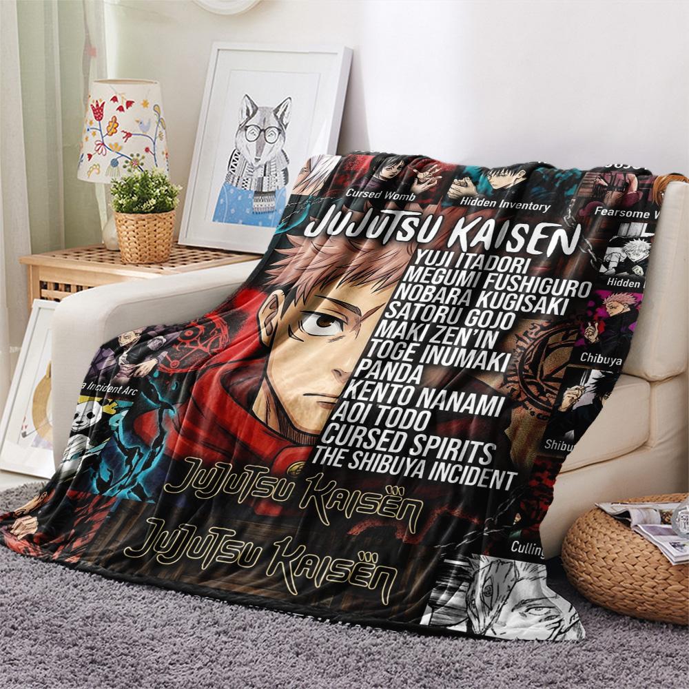 1PC Jujutsu Kaisen Patterned Flannel Blanket Suitable For All Seasons For Home Decor Warmth And Comfort Gifts Holiday Present
