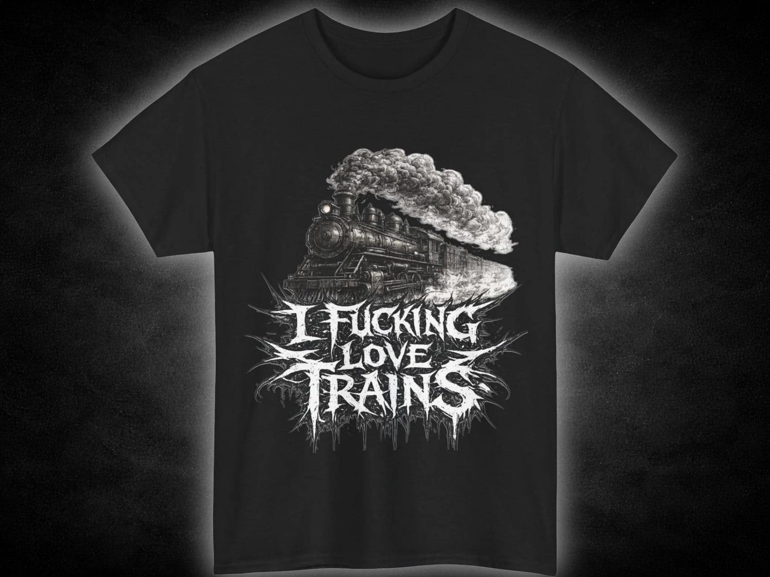 I Fucking Love Trains T-Shirt | Steam Locomotive Graphic Tee L