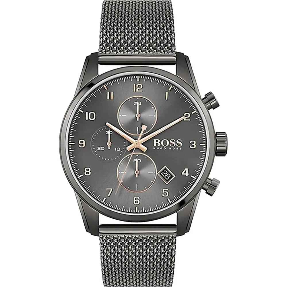 BOSS Skytraveller Grey Stainless steel Mesh bracelet Men s Quartz Watch 1514150 серый