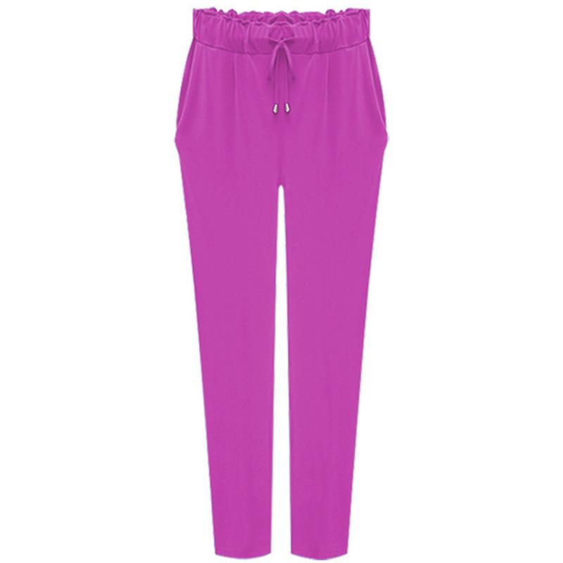 

Корейская версия новых осенних брюк Харлан большого размера с девятью точками, свободные и тонкие, с маленькими штанинами, заниженная талия, эластичный пояс 6XL яркий розовый