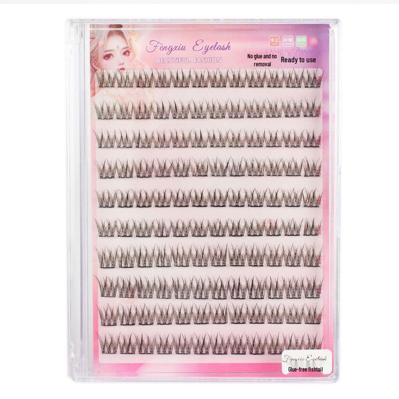 Glue-Free Self-Adhesive Double-Tipped Sunflower Cluster False Eyelashes for Women - Natural, High Capacity, Korean Style
