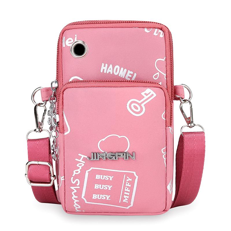 Mini-Crossbody-Handytasche für Damen – Leichter, wasserabweisender Nylonstoff mit Kartenfächern und Münzfach, Verstellbarer Riemen