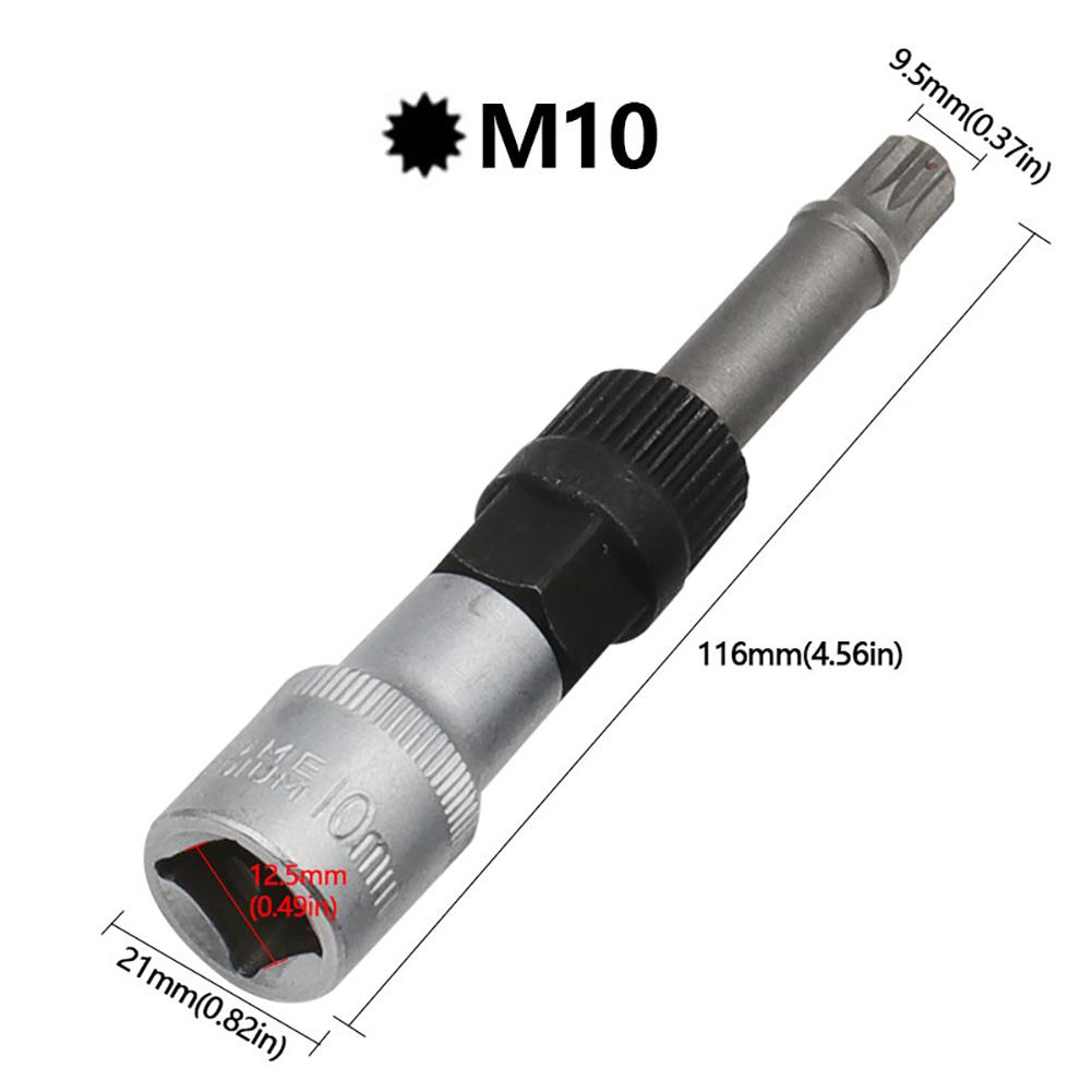 M10 T50 Alternator Pulley Socket Drill Bit with 33 Teeth Tool Alternator Pulley Center Bolt Remover Socket Wrench Tool