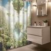 Cartoon Green Forest Mobile Castle Shower Curtain, 12 Hooks, Polyester Fabric for Bath & Shower Decor