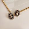 Retro fashion oil-dripping earrings niche temperament medieval style earrings personality high-end pearl earrings