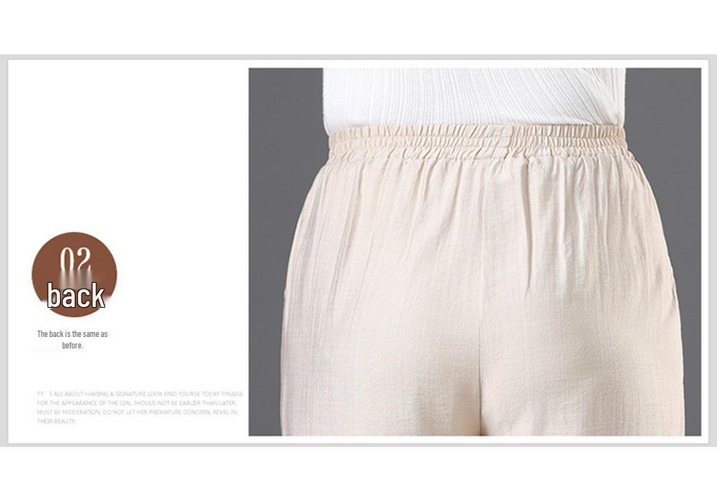 Elastic Waist Summer Pants for Middle-Aged & Elderly Women - Loose, Straight, Nine-Point Casual Style