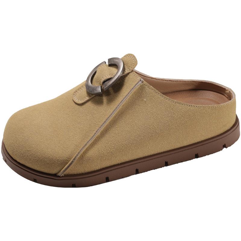 Retro brown inner height increase soft bottom thick bottom bag head slippers women's summer outer wear 2025 new outer wear non-slip sandals