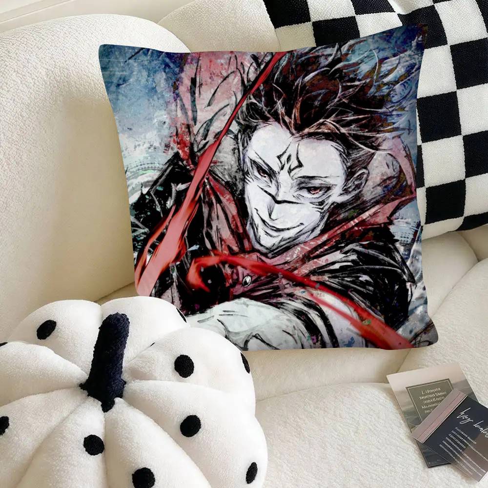 Ink Wash Hot Anime Jujutsu Kaisen Pillow Case Square Pillow Bedroom Sofa Leisure Comfort Cushion Car Home Decoration