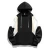 Men's Color Block Hoodie Sweatshirt Long Sleeve Hooded Drawstring Pullover Shirt Outdoor Walks Blouse With Pocket