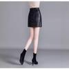 Korean Style High Waist Leather Midi Skirt with Slit - Women’s Autumn/Winter A-line Black Skirt