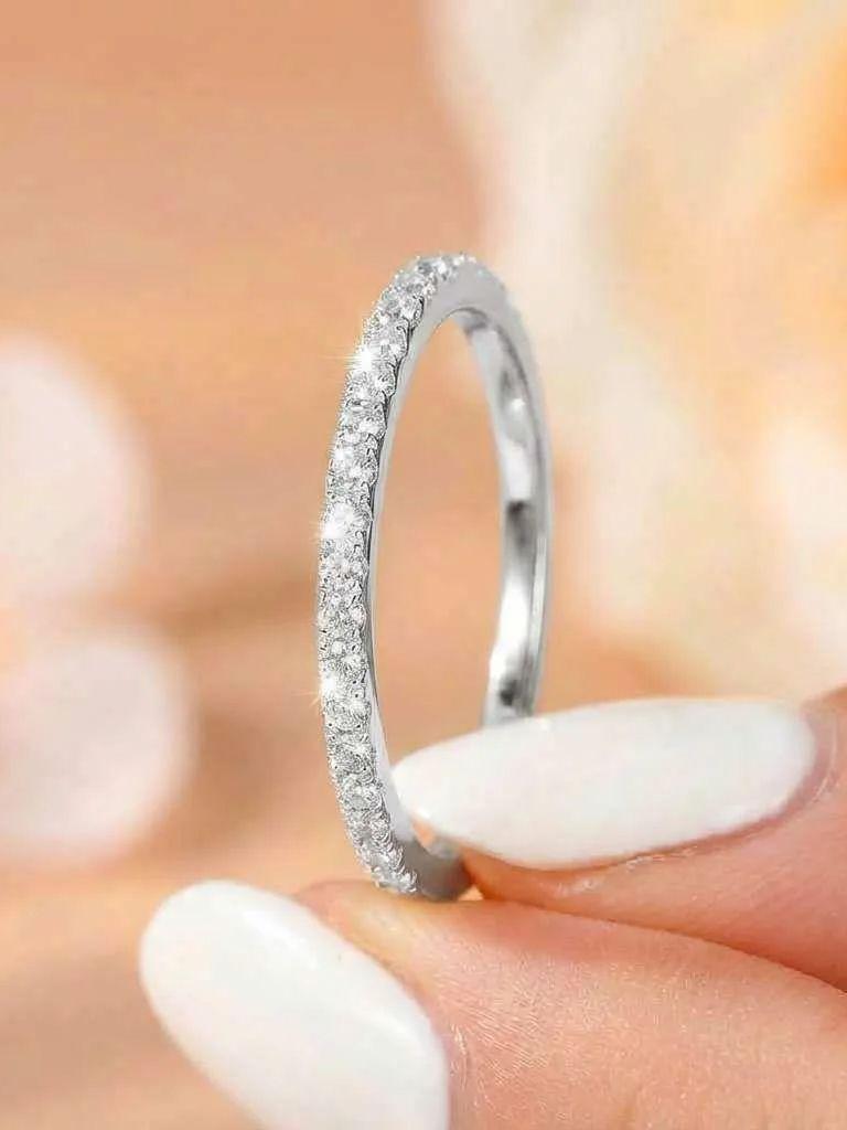 925 Sterling Silver Minimalist Thin Rings for Women Wedding Brilliant Cubic Zircon High Quality Female Finger Ring Jewelry