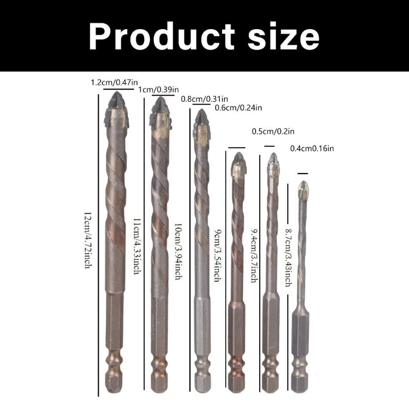 High Efficiency Titaniums Coated Steel Screwdriver Bit Set For Metal Wood Plastic Drilling 4mm, 5mm, 6mm, 8mm, 10mm