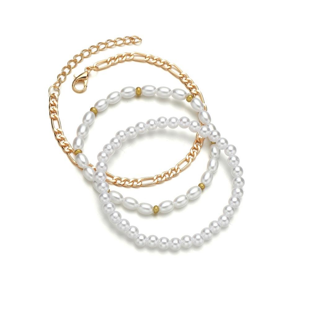 

European and American fashion chain bracelet simple elastic line imitation pearl bracelet bracelet bracelet accessories білий