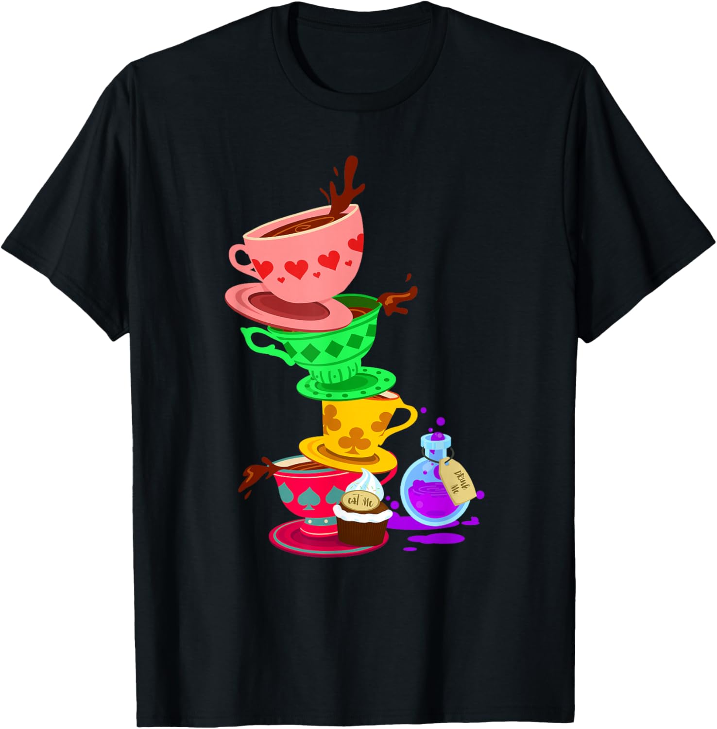 Mad Hatter Tea Party Cups & Potions T-shirt XXL
