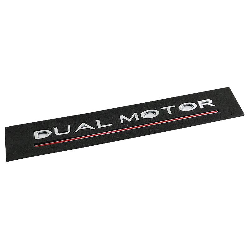 3D ABS Chrome Red Line Black Logo DUAL MOTOR Emblem Letters Car Styling Trunk Badge For Tesla Model 3 Y S X Accessories