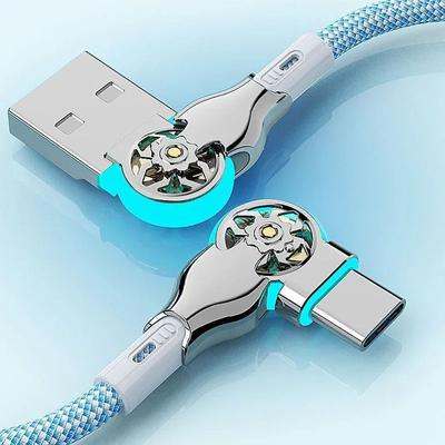 Schnelles Ladekabel mit 180-Grad-Rotation, Legierung, Micro-Typ-C-Datenkabel für Huawei Samsung Xiaomi, geflochtenes Telefonladegerät-Zubehör