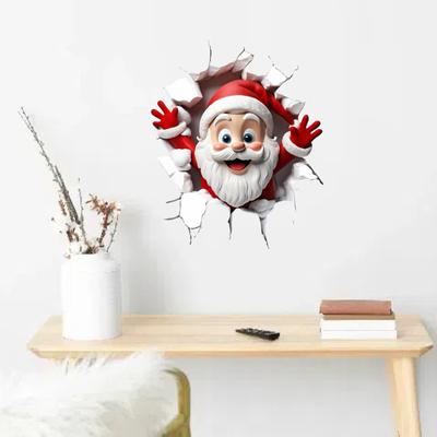 Santa Claus Breaks Out of The Wall Bathroom Toilet Sticker Bedroom Home Decoration Wall Sticker Self-Adhesive Wall Sticker