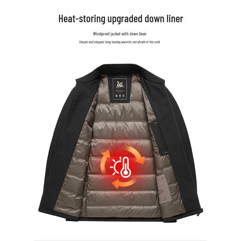 2026 Autumn/Winter Men's High-End Patchwork Goose Down Jacket - Warm Lapel Coat