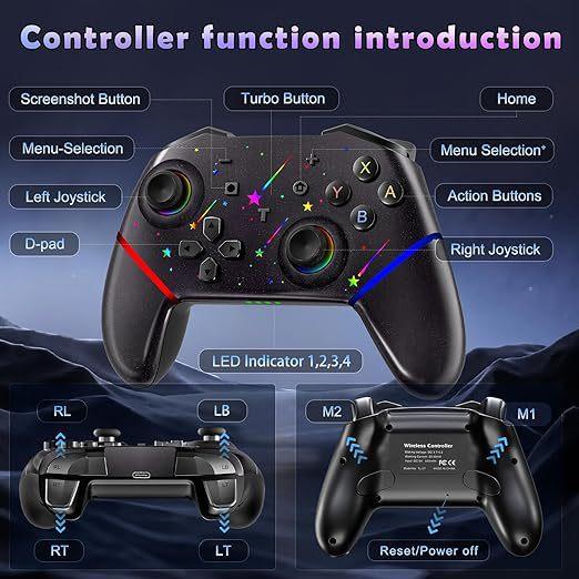 SWITCHPRO TL07 for Game Controller Supports PC/Android/iOS Vibration Gyroscope RGB Light JoyCon Compatible