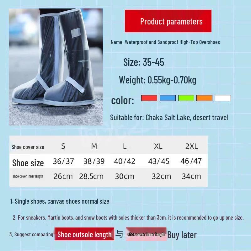 Wasserdichte, winddichte High-Top-Überschuhe - Verdickt, verschleißfest, sanddicht für Outdoor-Radsport und Schneetage