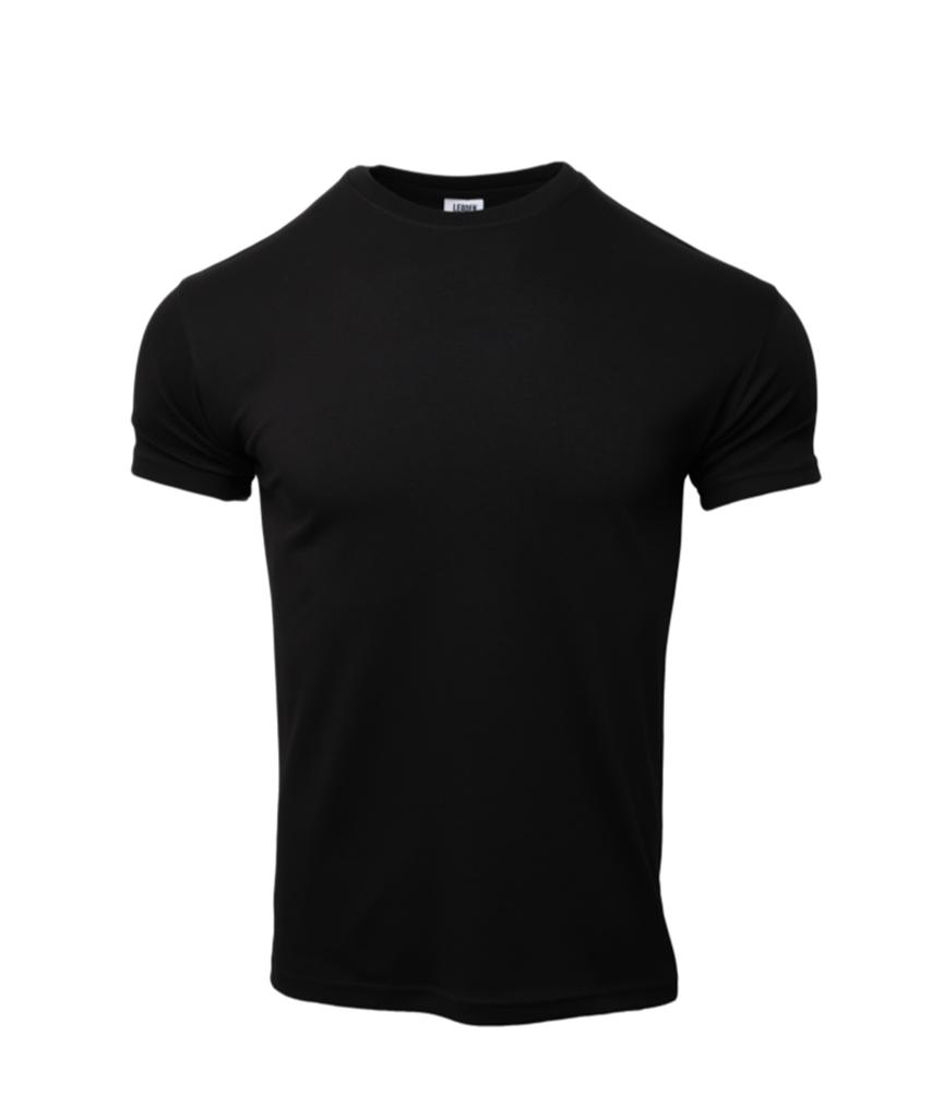 LEADEN Plain Muscle Fit Short Sleeve T-Shirt [Black]
