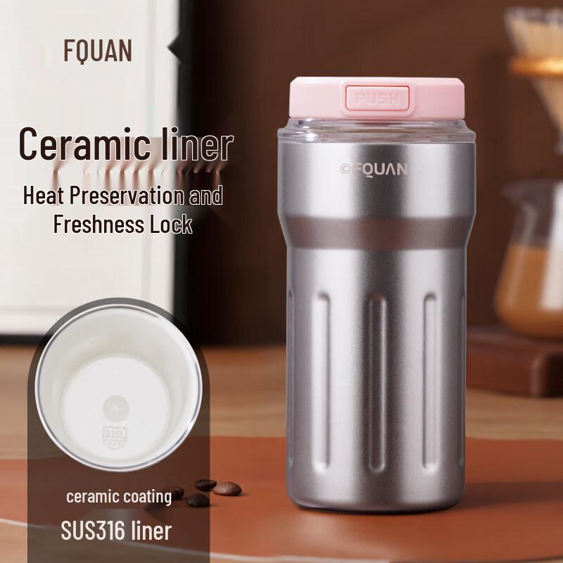 Fuquan 480ML Ceramic Lined Insulated Coffee Flask Ceramic Coated Inner Liner