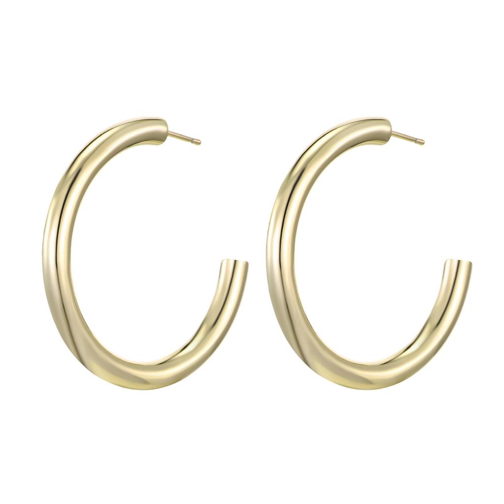 Geometric Retro French Style Stainless Steel Hoop Earrings