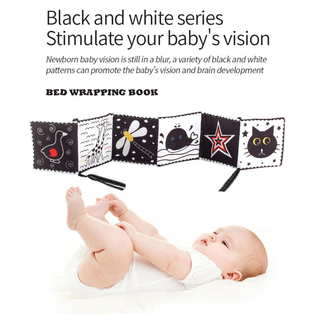 3Pcs Black White Baby Soft Book Double Sided Folding Anti Wrinkle Waterproof Cloth Book Cognitive