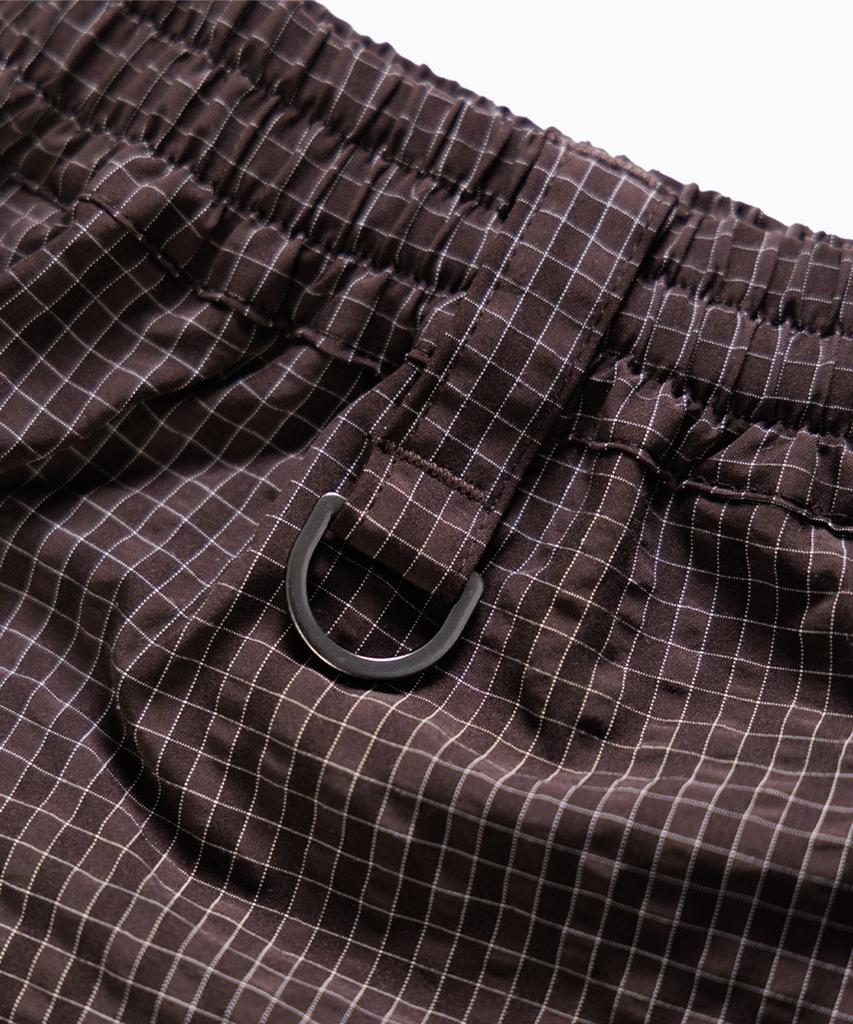 Saint Pain Sp Wrinkle Check Wide Elastic Bermuda Pants Brown