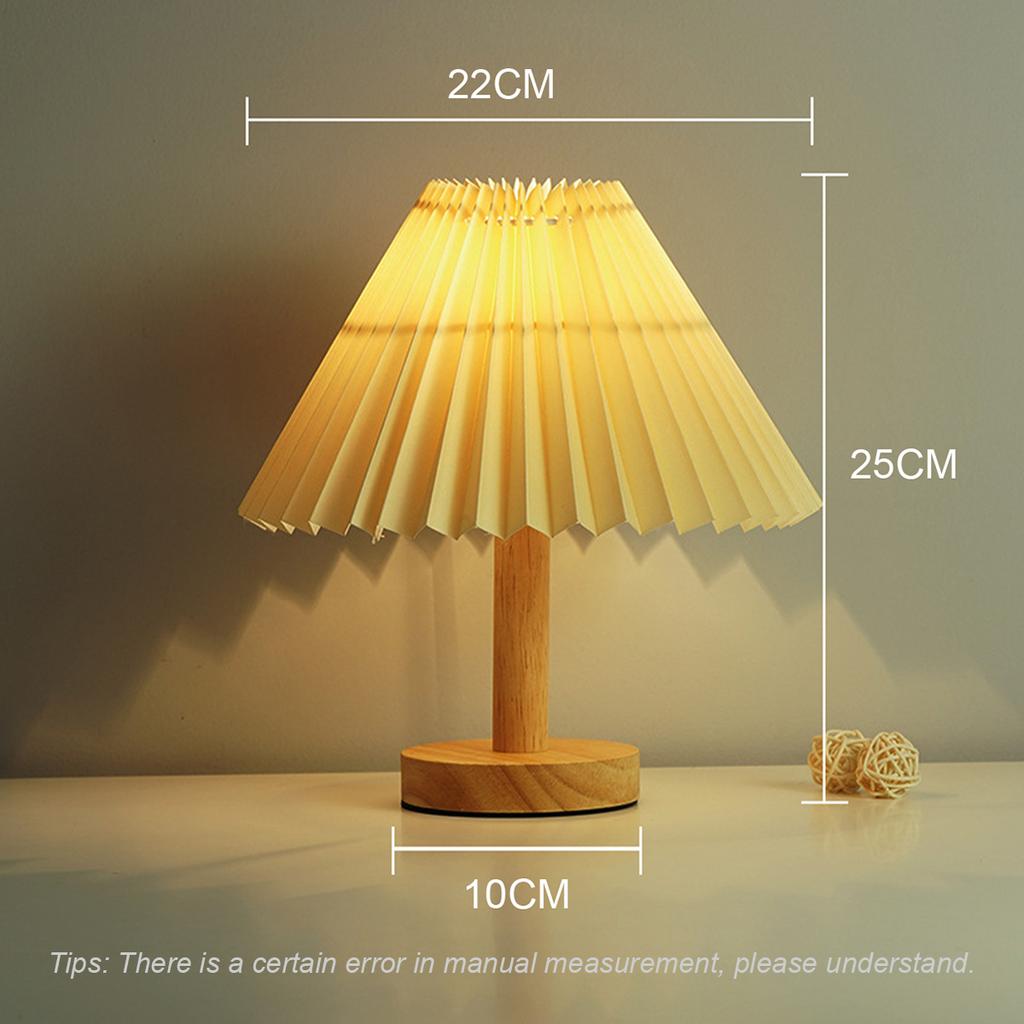 Led Bedside Lamp Night Light Desk Table Study Beside Room Bedroom Sleep Lighting Decoration Retro Pleated Sleeping