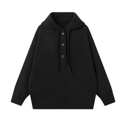 YINGAO Japanese-Style Unisex Hooded Knit Sweater - Autumn/Winter Solid Color Fashion Pullover