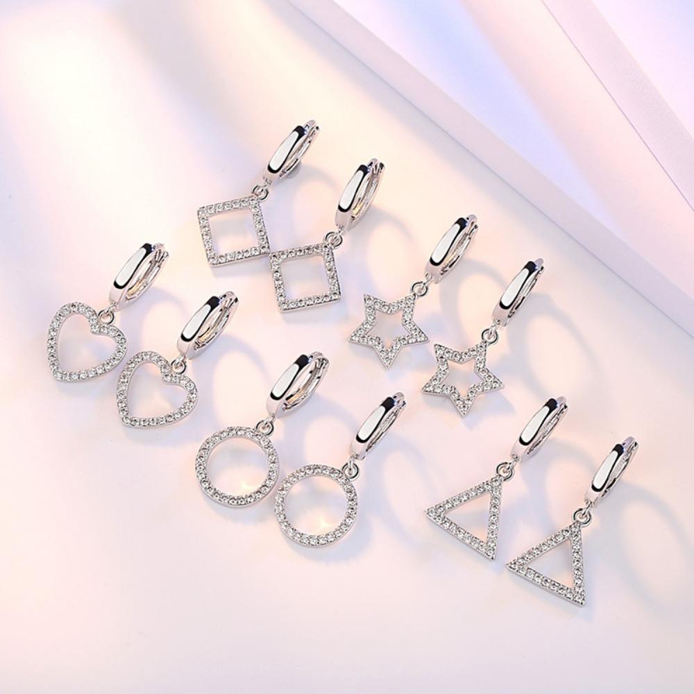 Triangle Geometric Shape Earrings Pentagram Micro -inlaid Vermiculite Cute Earrings