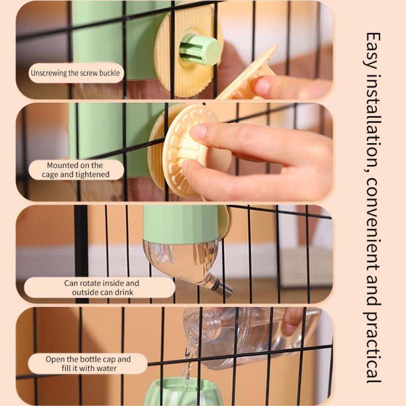 Plastic Water Feeder Bottle Hangings Dispenser Drinker Hamster Cat Dogs Drinking Stainless Steel Pipes Water Dispenser