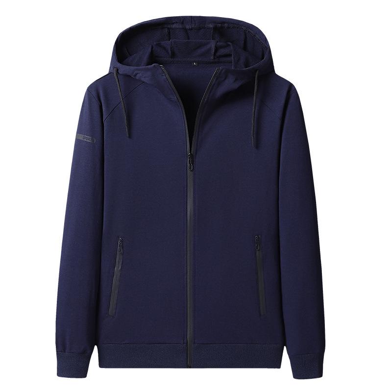 Men's Plus Size Pure Cotton Hoodie Cardigan: Spring/Autumn, Casual Knit Jacket, Trendy Sportswear.