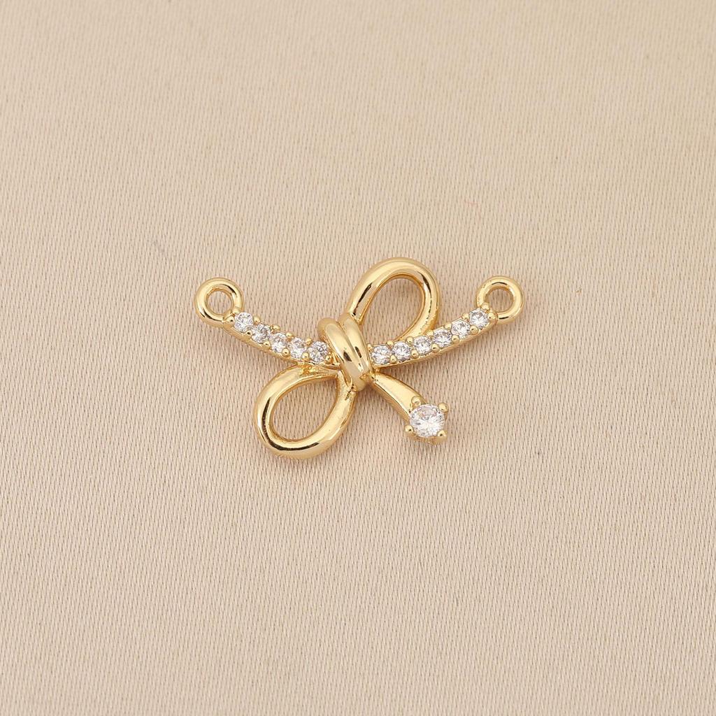 Liangfei 18k Gold Plated Rhinestone Knot Bow Pendant - Simple Handmade Charm Jewelry Accessory