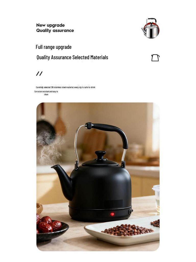 316 Stainless Steel Large Capacity Electric Kettle with Whistling and Heat Preservation, Suitable for Mother and Baby.