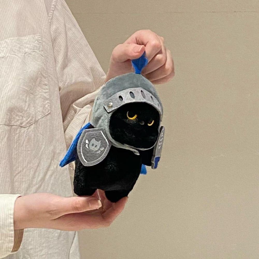 Shield Knight Cat Plush Doll Silly Black Cat Stuffed Toy Decoration Cat Plush Toy  Children