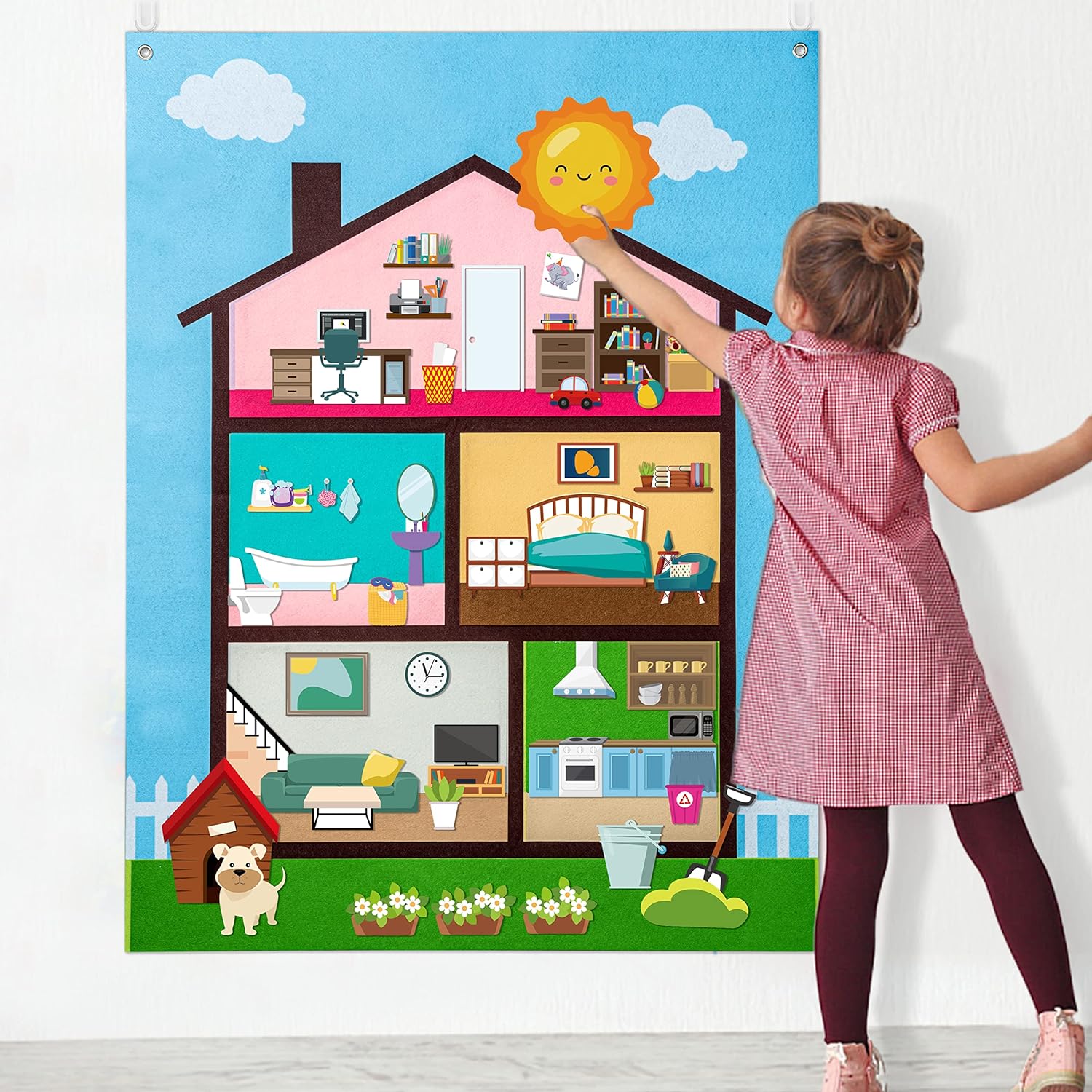 

Montessori Busy Board for ToddlerFelt Sensory Story ideal Kids Touch Development Interactive Preschool Early Learning Playthings