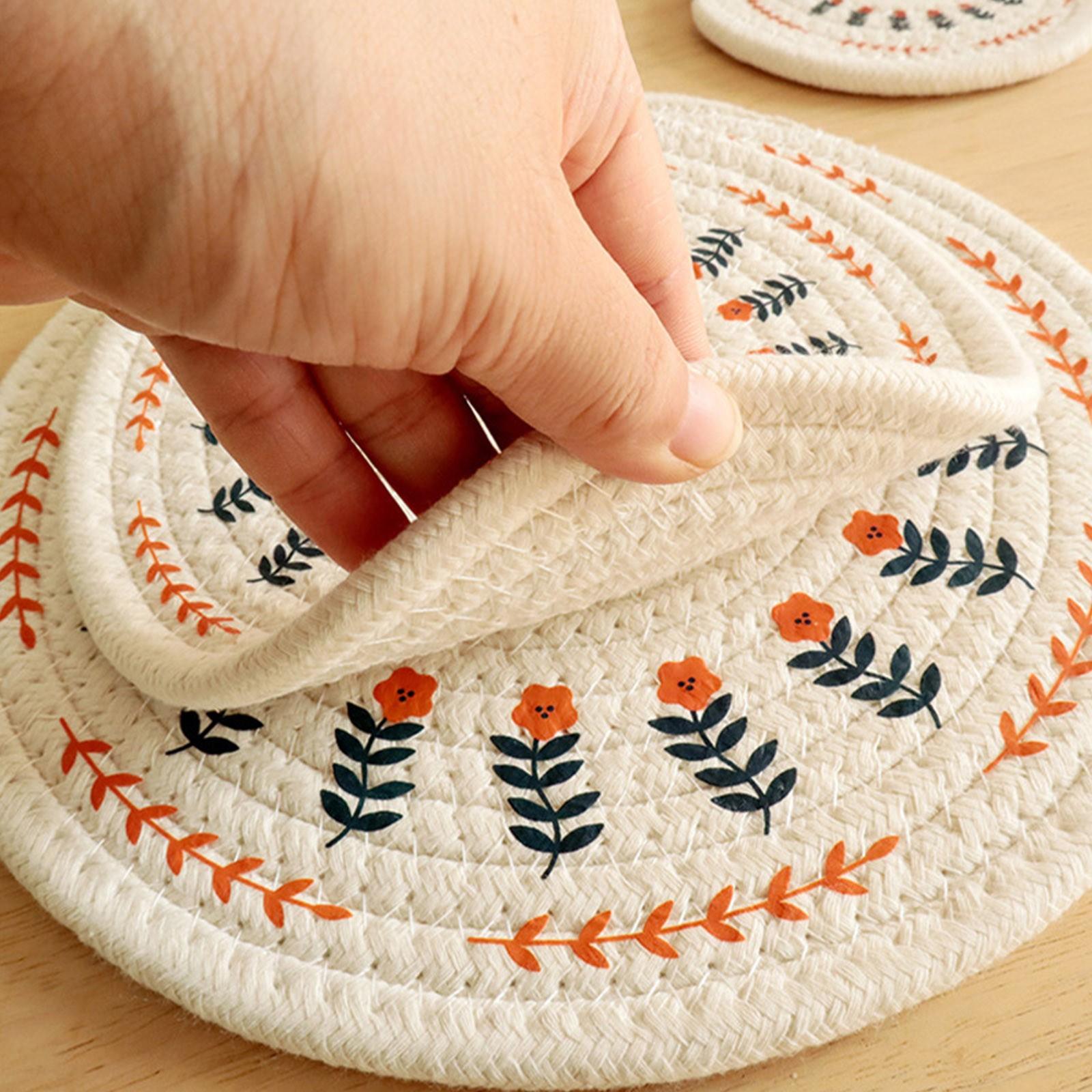 

Хлопковый и льняной тканый изоляционный коврик, домашний обеденный коврик, коврик для миски, коврик для кастрюли, коврик для чашки, коврик для кастрюли, гладильный коврик XS бежевый