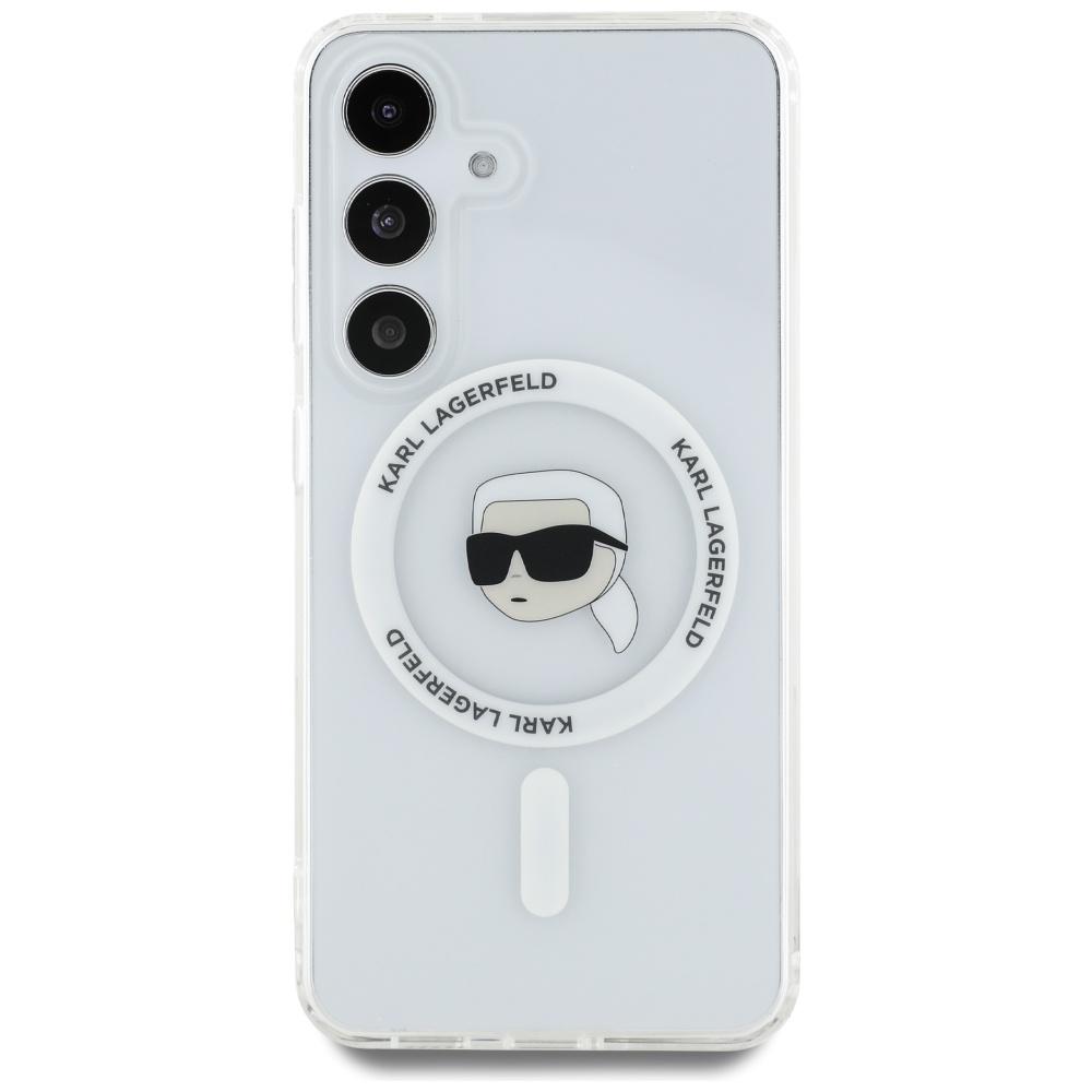 Case Karl Lagerfeld Button Karl Head     Printed Logo Magsafe For Samsung Galaxy S25 White
