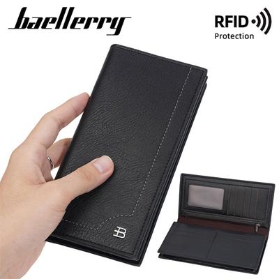 RFID Protection Long Wallets for Men Vintage Design Business ID Card Holder Anti Theft Cash Money Bags Purse