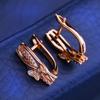 FEEYOO Clip Earrings Rose Gold Color Fashion Earring For Women Cubic Zirconia Stud Earrings Jewelry