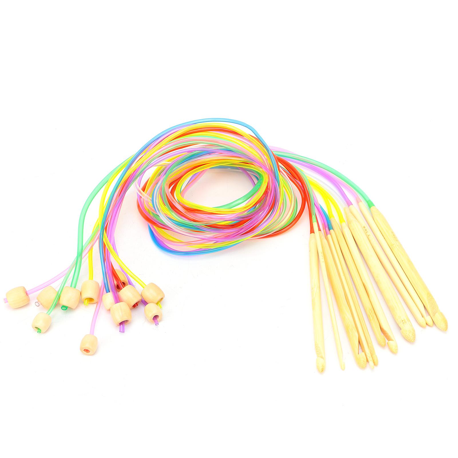 

Тунисский крючок для вязания из карбонизированного бамбука, круговая вязальная спица с бусиной для ковра, пледа