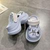 Heightened Thick-soled Non-slip High-end Fashion Hole Shoes 2025 Summer Wear Rhinestone Bag Head Women Cool Slippers Women