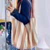 Große Canvas-Henkeltasche Damen Sommer Streifen Einfache Damen Freizeit-Handtasche Outdoor-Umhängetasche