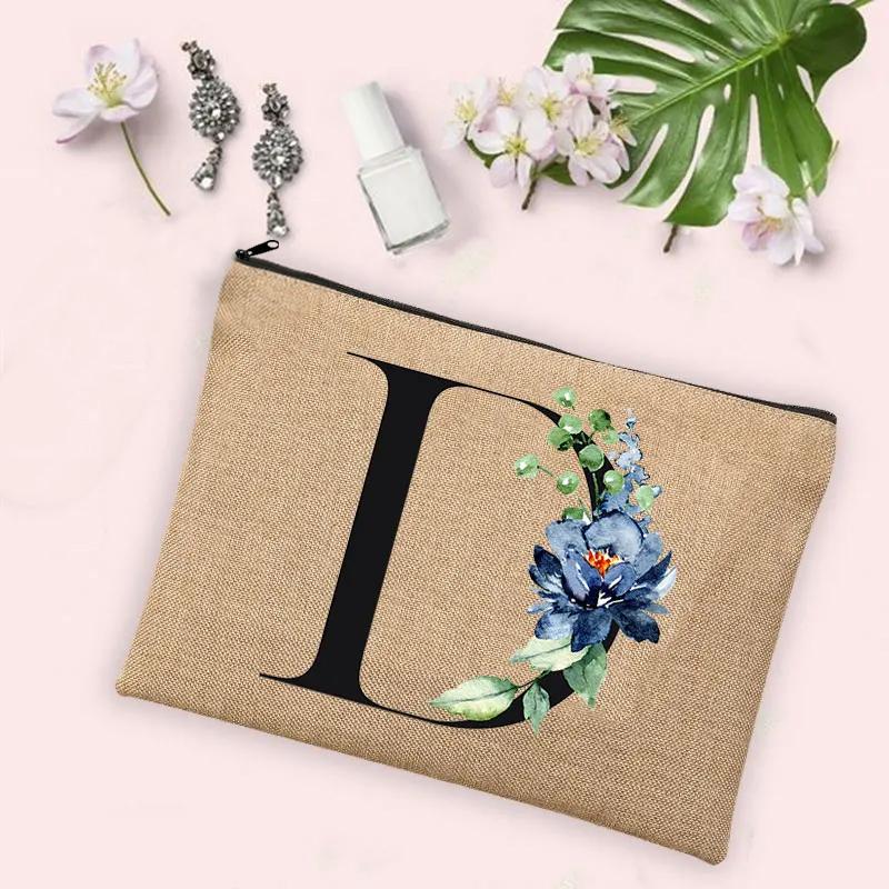 Gift for Her 26 Letter Printing Woman's Make Up Bags Handbags  Makeup Organizers Lovely Casual Travel Toiletry Bags Lipstick Bag