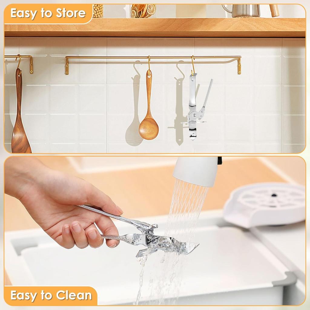 2 Pack Can Opener Manual, Safety Commercial Smooth Edge Can Opener, Heavy Duty Stainless Steel Hand Held Canned Open, Small Side Cut abrelatas,