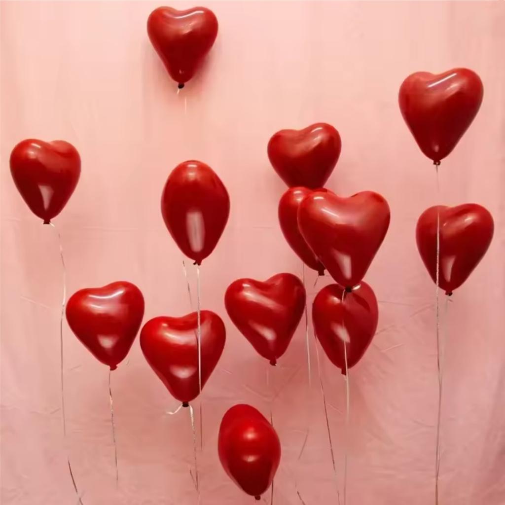 10-50pcs Red Heart Balloons Double Layered Inflatable Latex Balloon for Valentine Day Wedding Propose Party Anniversary Decora
